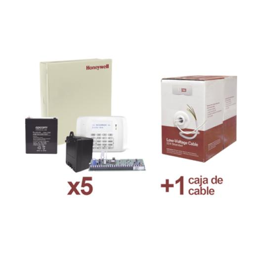 [HONEYWELLHOMERESIDEO_VISTA48/2204KT5] HONEYWELL HOME RESIDEO Kit de 5 paneles VISTA48 con Batería, Transformador y una caja de Cable de 305 m.