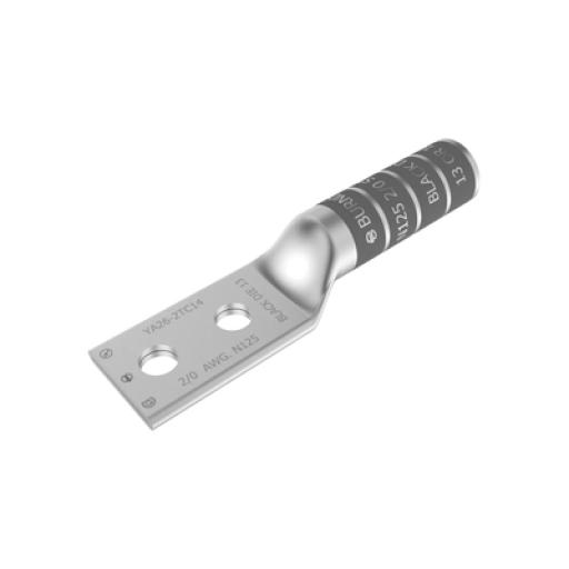 [HUBBELLBURNDY_HUB-YA262N] HUBBELL BURNDY Zapata Terminal de Cobre Electrolítico/ Cañon Largo con 2 Perforaciones para Tornillos de 1/2" / Cable Calibre 2/0 / Espaciamiento entre orificios de 1 3/4".