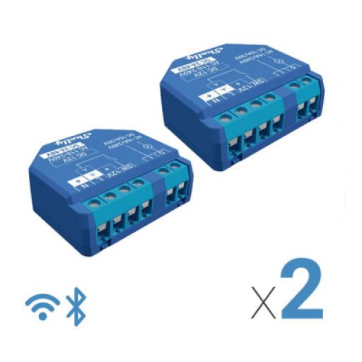 [SHELLY_SHELLYPLUS1X2] SHELLY Relevador inalámbrico (par 2 piezas en la caja) inteligente 16A, 110-230 V, compatible con asistente de voz Alexa, Google Home
