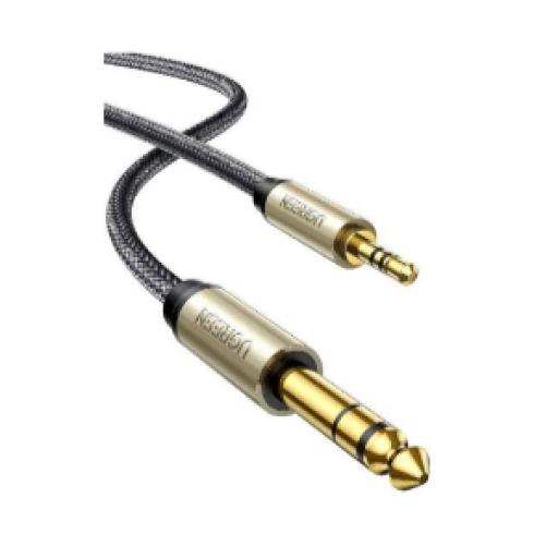 [UGREEN_40806] Ugreen Cable Audio Estéreo 3.5mm (1/8") TRS a 6.35mm (1/4") TS / 5 Metros / Audio de Hi-Fi / Trenza de Nylon / Blindaje Múltiple / Caja de Aleación Zinc / Núcleo de Cobre Puro / Compatibilidad Universal