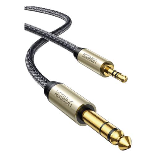 [UGREEN_40806] Ugreen Cable Audio Estéreo 3.5mm (1/8") TRS a 6.35mm (1/4") TS / 5 Metros / Audio de Hi-Fi / Trenza de Nylon / Blindaje Múltiple / Caja de Aleación Zinc / Núcleo de Cobre Puro / Compatibilidad Universal