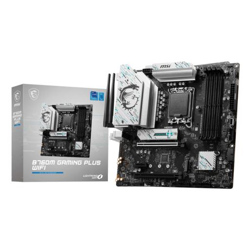 [MSI_B760M GAMING PLUS WIFI] MOTHERBOARD MSI (B760M GAMING PLUS WIFI) SOCKET 1700, 4*DDR5 6800, 2*HDMI, 2*DP, 2*M.2, MICRO ATX