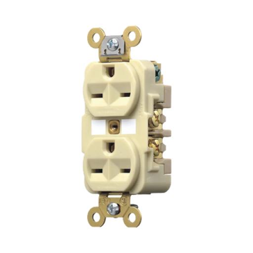 [HUBBELL_HUB-HBL-566-2I] Hubbell Contacto Dúplex 15 A 250 V / 2 Polos 3 Hilos / Nema 6-15R / Grado Industrial /Color Marfil.