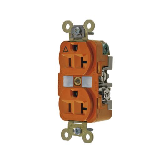 [HUBBELL_HUB-IG5362] Hubbell Contacto Dúplex Conexión a Tierra Aislada/ 20 A 125 V/ 2 polos 3 Hilos/ Color Naranja/ Nema 5- 20R/ Grado Industrial.