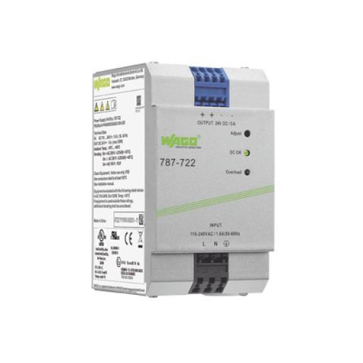 [WAGO_787-722] WAGO Fuente de alimentación; ECO; monofásico; Tensión de salida 24V DC; Corriente de salida 5A; DC-OK LED; 4,00 mm²