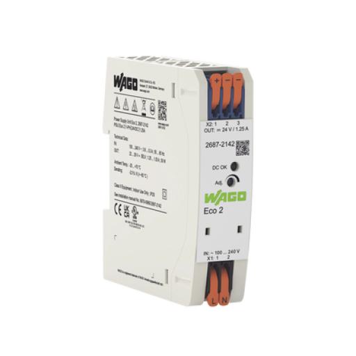 [WAGO_2687-2142] WAGO Fuente de alimentación; Eco 2; monofásico; Tensión de salida 24V DC; Corriente de salida 1,25A; DC-OK LED