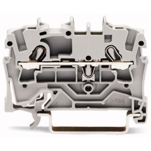 [WAGO_2002-1201] WAGO Borna de paso para 2 conductores; 2,5 mm²; Apropiado para aplicaciones Ex e II; Marcaje lateral y central; para carril DIN 35 x 15 y 35 x 7,5; Push-in CAGE CLAMP®; 2,50 mm²; gris