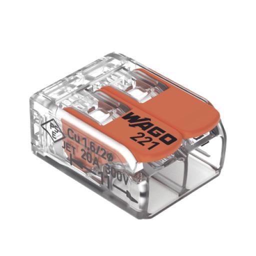 [WAGO_221-412] WAGO Conector Compacto para 1 Cable de Entrada 1 Cable de Salida / Cables Compatibles 28AWG-12AWG