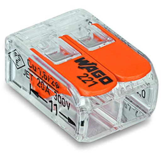 [WAGO_221-412] WAGO Conector Compacto para 1 Cable de Entrada 1 Cable de Salida / Cables Compatibles 28AWG-12AWG