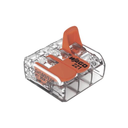 [WAGO_221-613] WAGO COMPACT SPLICING CONNECTORFOR ALL CONDUCTOR TYPES TRANSPARENT  3 CONNECTORS