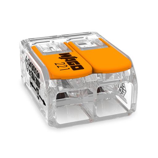 [WAGO_221-612] WAGO COMPACT SPLICING CONNECTORFOR ALL CONDUCTOR TYPES TRANSPARENT 2 CONNECTORS