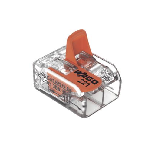 [WAGO_221-612] WAGO COMPACT SPLICING CONNECTORFOR ALL CONDUCTOR TYPES TRANSPARENT 2 CONNECTORS