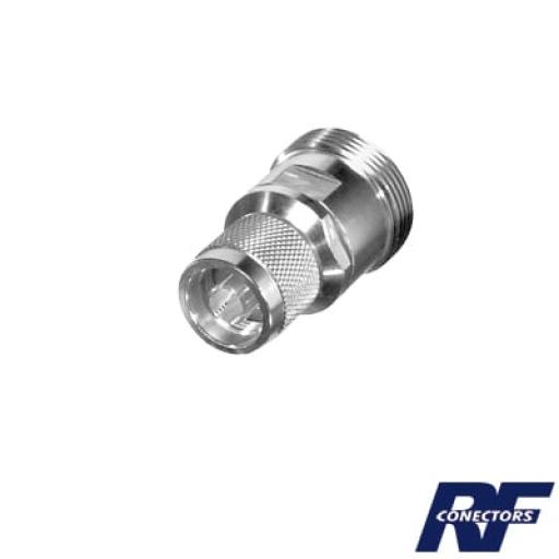 [RFINDUSTRIES_RFD-1672-2] RF Industries Adaptador en Línea, de Conector DIN 7-16 Hembra a N Macho, Plata/ Plata/ Teflón.