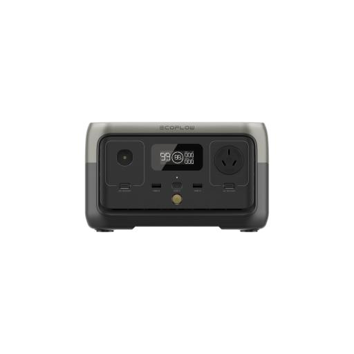[ECOFLOW_EFR600] ECOFLOW EcoFlow River 2 | Estación de Energía Portátil 256Wh Litio LFP / 2 AC 300 W (Max. 600W) / 1 USB-C 60W / 2 USB -A 12W / Cargador de Coche 8A a 12 o 24V / Conectividad WiFi y Bluetooth (App) / Carga Solar 110W Max.