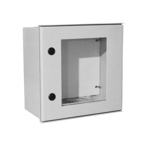 [PRECISION_PST-4040-20PT] Precision Gabinete de Poliéster IP65 Puerta Transparente, Uso en Intemperie (400 x 400 x 200 mm) con Placa Trasera Interior de Plástico (Incluye Chapa y Llave).