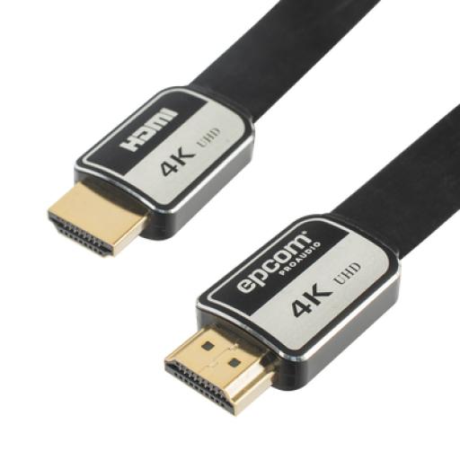 [EPCOM_EP-PH-4K-1.8M] Epcom Cable HDMI de 1.8m | Alta Definición | Version 2.0 | Alta velocidad 18Gbps | 4K@60Hz | Conectores Chapados en Oro | Tipo Plano