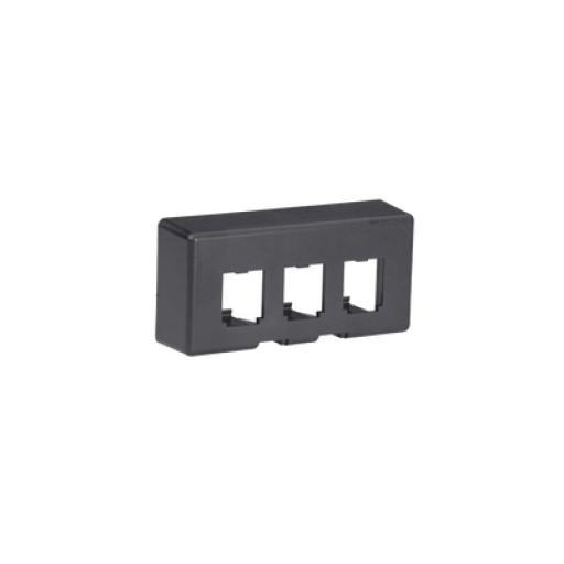 [PANDUIT_CFFPE3BL] Panduit Placa de Mobiliario Modular Estándar, Salidas Para 3 Puertos Mini-Com, Color Negro