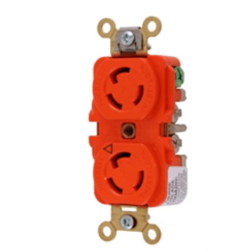 [HUBBELL_HUB-IG-4700A] Hubbell Receptáculo Duplex de Media Vuelta/ 15 A 125 V CA / 2 Polos 3 Hilos / Nema L5-15R.