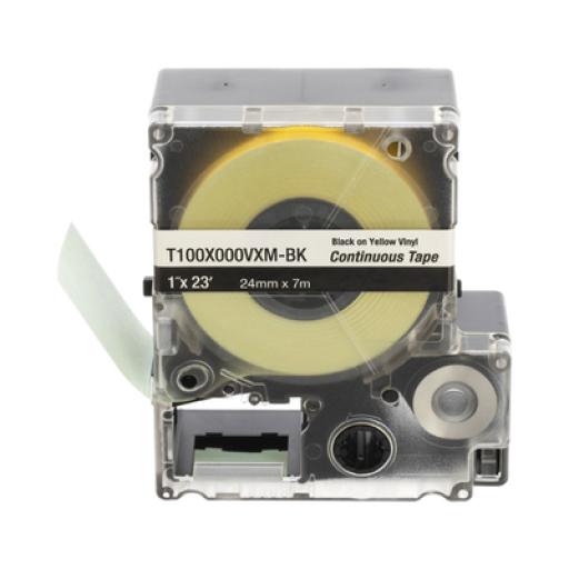 [PANDUIT_T100X000VXM-BK] Panduit Casete de Etiquetas de Vinilo de Cinta Continua, Color Negro Sobre Amarillo, Uso Interior/Exterior, 24 mm (1") de Ancho x 7 m (23') de Largo