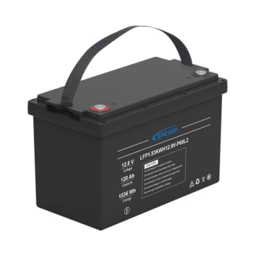 [EPEVER_LFP120EP12.8] EPEVER Batería de Litio LiFePO4 Ciclo Profundo 12.8Vcc, 120 Ah, 1.53Kwh, para Exterior, Libre de Mantenimiento