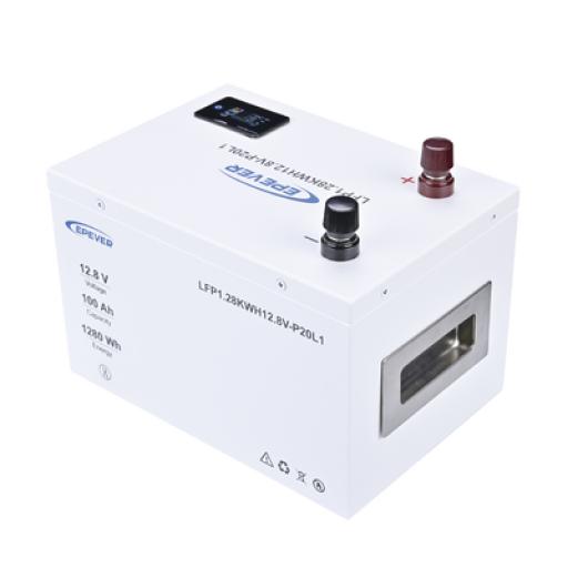 [EPEVER_LFP100EP128] EPEVER Batería de Litio LiFePO4 12.8Vcc, 100Ah, 1.28KwH, Pantalla LCD para Monitoreo Local, Carcasa Metálica