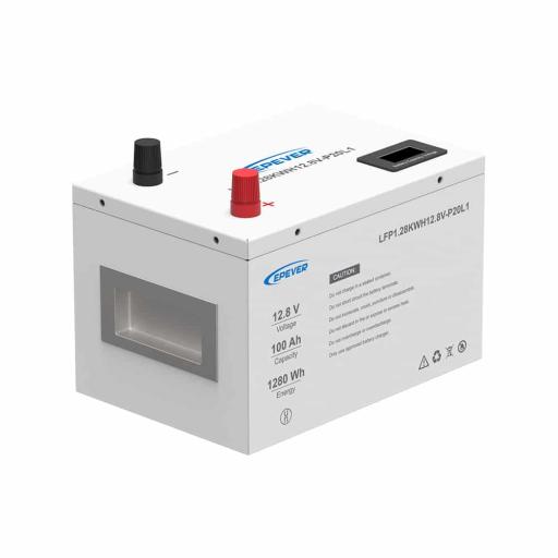 [EPEVER_LFP100EP128] EPEVER Batería de Litio LiFePO4 12.8Vcc, 100Ah, 1.28KwH, Pantalla LCD para Monitoreo Local, Carcasa Metálica