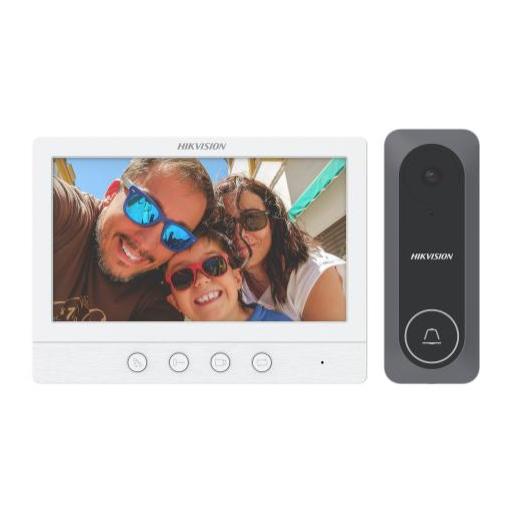 [HIKVISIONDIGITALTECHNOLOGY_DS-KIS212] Hikvision Digital Technology Kit de Videoportero TurboHD con Pantalla LCD a Color de 7" / Frente de Calle para Exterior de Policarbonato / 720p (1 Megapíxel )130° de Visión (Gran Angular)