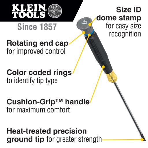 [KLEINTOOLS_6233] Klein Tools Desarmador de Precisión de punta Phillips n.º 0, Barra de 7.62 cm