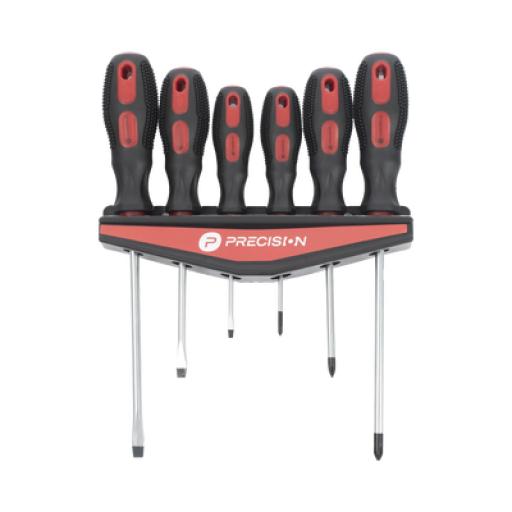 [PRECISION_PST-H020-07] Precision Juego de 6 desarmadores CrV con organizador y Mango Bicolor.