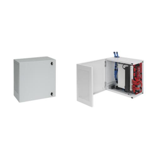 [HOFFMAN_DBL242412G] HOFFMAN Gabinete de Montaje en Pared L-Box, 610 x 610 x 313 mm, de Acero, 6 UR, Color gris