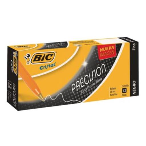 [BIC_928494] BIC Bolígrafo BIC Cristal Precisión Punto Fino 0.8mm Color Negro C/12 Pzas