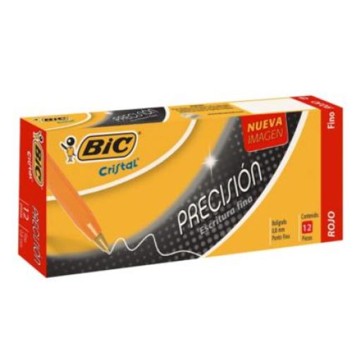 [BIC_928496] BIC Bolígrafo BIC Cristal Precisión Punto Fino 0.8mm Color Rojo C/12 Pzas