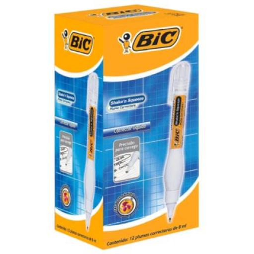 [BIC_867981] BIC Corrector Líquido BIC Shake n Squeeze Tipo Pluma 8ml C/12 Pzas