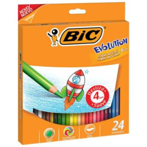 [BIC_514043] BIC Colores BIC Evolution Largos Mina Gruesa 4mm C/24 Pzas