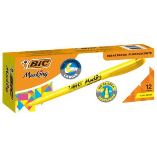 [BIC_965134] BIC Marcador Resaltador BIC Making Punta Cincel Color Amarillo Fluorescente C/12 Pzas