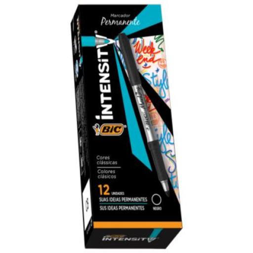 [BIC_966458] BIC Marcador Permanente BIC Intensity Punta Fina 1.1mm Color Negro C/12 Pzas