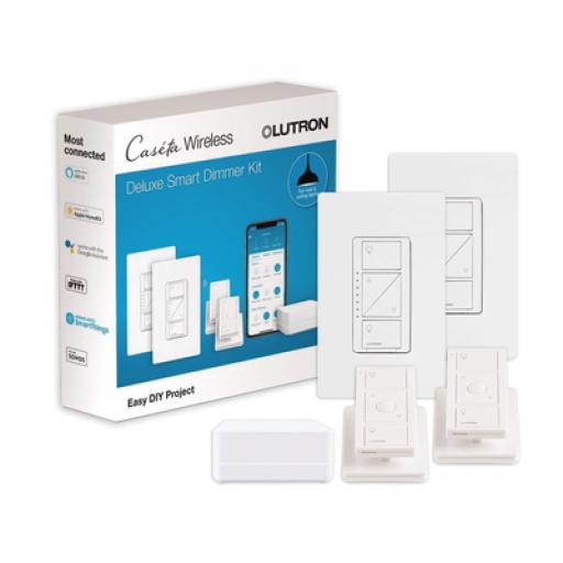 [LUTRONCASETAWIRELESS_PBDGPKG2W] LUTRON CASETA WIRELESS (Caseta Wireless) Kit Hub controlador, 2 atenuadores, 2 controles remotos, 2 base mesa y 2 tapas.