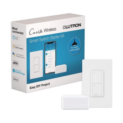 [LUTRONCASETAWIRELESS_PBDGPKG1WS] LUTRON CASETA WIRELESS (Caseta Wireless) Kit Hub controlador, interruptor On/Off y placa. 