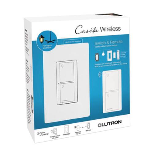 [LUTRONCASETAWIRELESS_PPKG1WSWH] LUTRON CASETA WIRELESS  (Caseta Wireless) Kit, Apagador, base para empotrar en pared el control remoto PICO, tapa, ideal para el control de iluminación,.