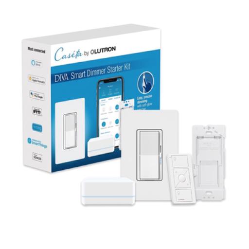 [LUTRONCASETAWIRELESS_DVRFBDG1D] LUTRON CASETA WIRELESS (Caseta Wireless) Kit Hub controlador, atenuador, control remoto PICO, base de pared y tapa.