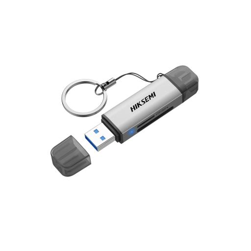 [HIKSEMIBYHIKVISION_HS-HUB-CR01] HIKSEMI by HIKVISION Lector de Tarjetas 2 en 1 / Conector Dual USB-A  y USB-C / Soporta SD y Micro SD