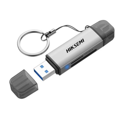 [HIKSEMIBYHIKVISION_HS-HUB-CR01] HIKSEMI by HIKVISION Lector de Tarjetas 2 en 1 / Conector Dual USB-A  y USB-C / Soporta SD y Micro SD