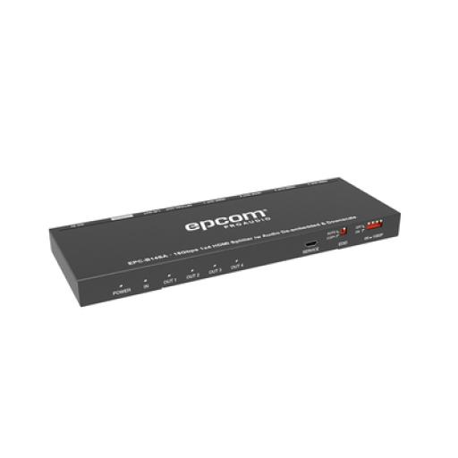 [EPCOM_EPC-B14SA] Epcom Splitter HDMI 1x4 | 4K@60Hz | Extractor de Audio | Down Scaler | HDR  4:4:4 | EDID | 18Gbps