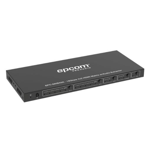 [EPCOM_EPC-MXB42A] Epcom Matricial HDMI | 4x2 | 4K2K@60Hz | HDR | YCbCr 4:4:4 | EDID Auto | Extractor de Audio | Salida de audio análoga y digitalizados | HDCP 2.2 | 18 Gbps