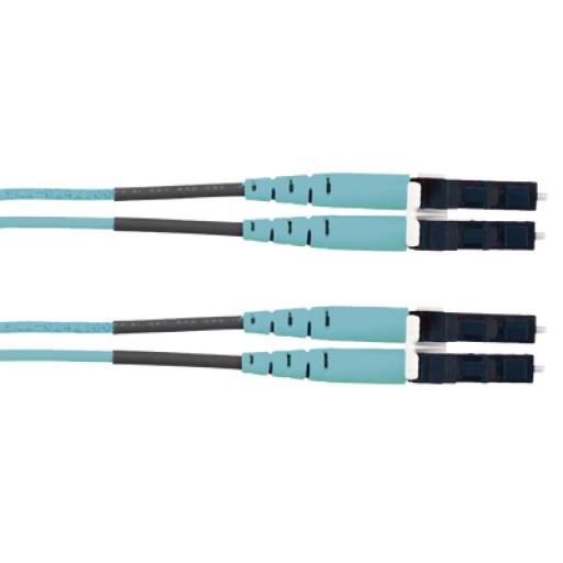 [PANDUIT_FX2ELLNLNSNM002] Panduit Jumper de Fibra Optica Multimodo 50/125 OM3, LC-LC Duplex, LSZH (Cero Halógenos), Color Aqua, 2 Metros