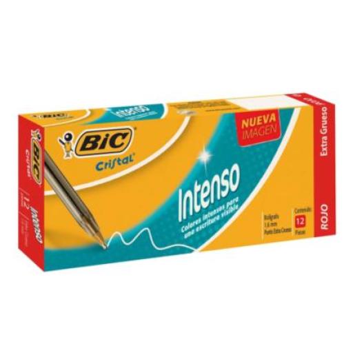 [BIC_924470] BIC Bolígrafo BIC Cristal Intenso Punto Extra Grueso 1.6mm Color Rojo C/12 Pzas
