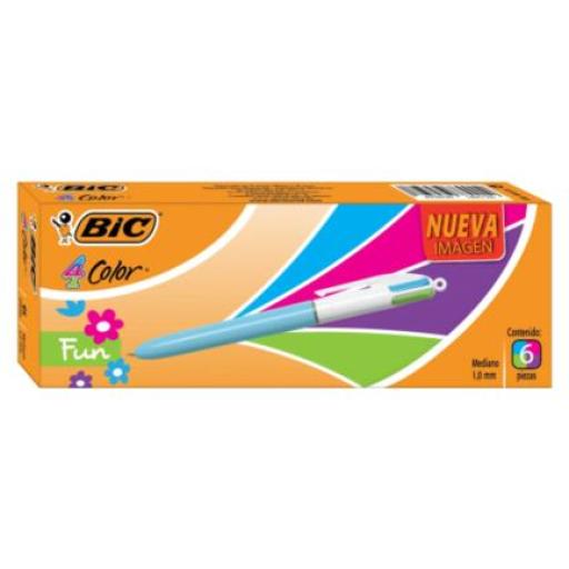 [BIC_886770] BIC Bolígrafo BIC 4 Color Fun Punto Mediano 1.0mm C/6 Pzas