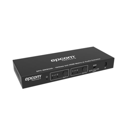 [EPCOM_EPC-MXB22A] Epcom Matricial HDMI | 2x2 | 4K2K@60Hz | HDR | YCbCr 4:4:4 | EDID Auto | Extractor de Audio | Salida de audio análoga y digitalizados | HDCP 2.2 | 18 Gbps