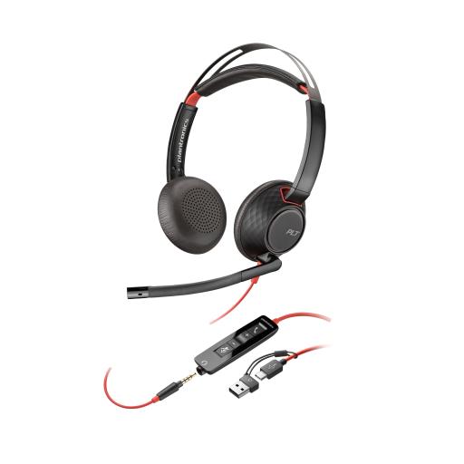 [HP_8X231AA] HP POLY BLACKWIRE 5220 USB-C HEADSET 3.5MM PLUG USB-C/A ADAPTER