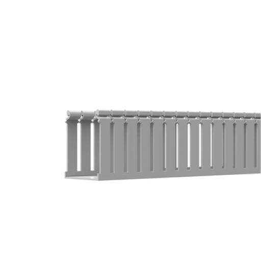 [PANDUIT_FC4X4LG2] Panduit Canaleta Ranurada de PVC con Tapa, Tipo F, 108 mm de Ancho, 104.1 mm de Alto y 2 m de Largo, Color Gris